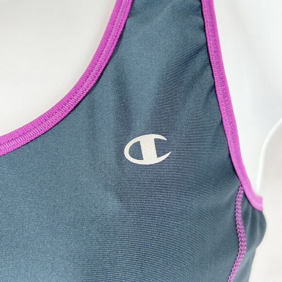 REVERSIBLE Champion Athletic Top S/M Purple Mesh Gray Solid Racerback 2 in 1 - Picture 7 of 8